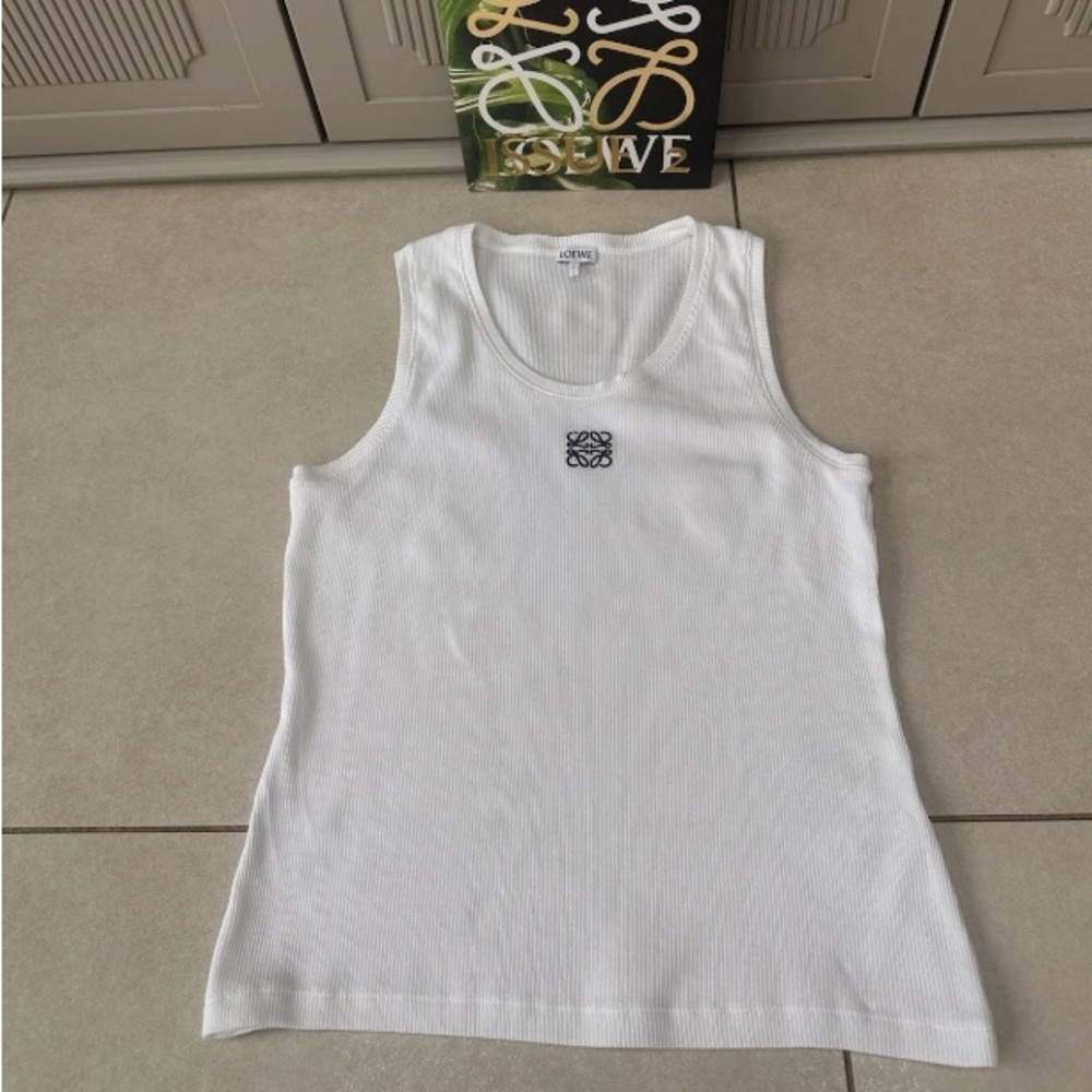 Authentic LOEWE Anagram tank top in white cotton